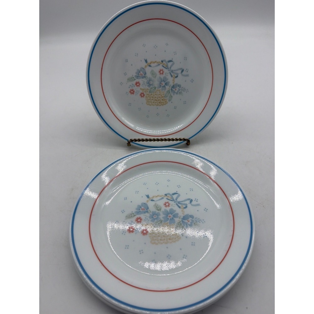 4 VTG CORELLE COUNTRY CORNFLOWER SALAD PLATES  - 7 1/8"